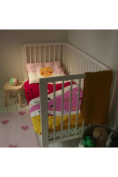 erorex Duvet cover 1 pillowcase for cot, multicolour/striped, 110x125/35x55 cm