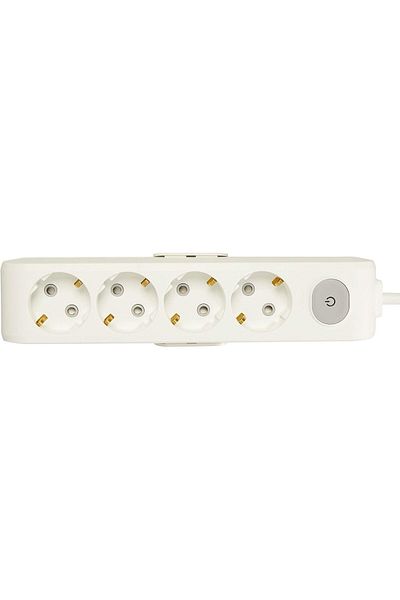 STOREMAX Kerem Multi-Let 4-Way Switch-Grounded Wired Plug 2m Socket Shop 1109945