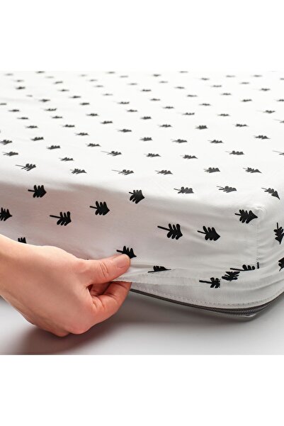 erorex Fitted sheet for cot, white/tree pattern, 60x120 cm