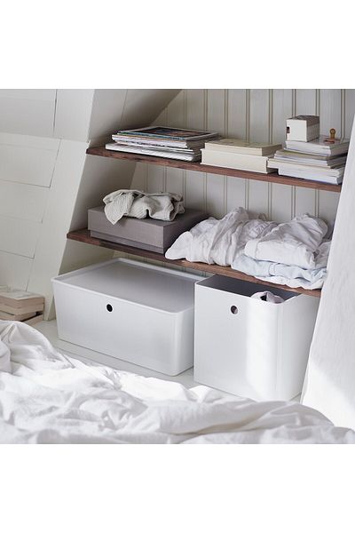 erorex Box with lid, white, 37x54x21 cm