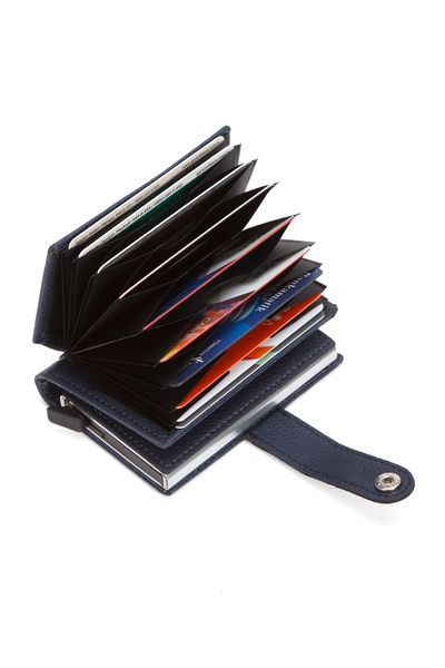 Newish Men's Faux Leather Accordion Automatic Mechanism Wallet and Card Holder