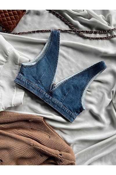 TamSeninTarzin Lenny Two Buttons - Topuri crop din denim