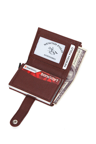 Newish Men's Faux Leather Accordion Automatic Mechanism Wallet and Card Holder