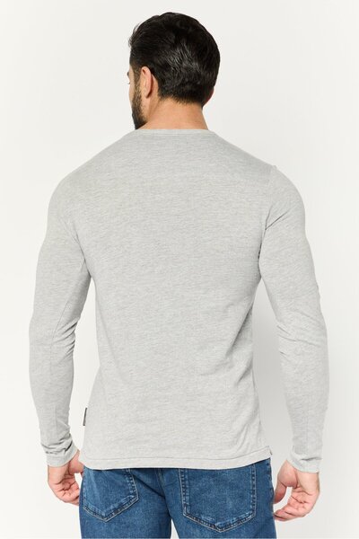 French Connection Men Round Neck Long Sleeves Brand Logo T-Shirt, Grey