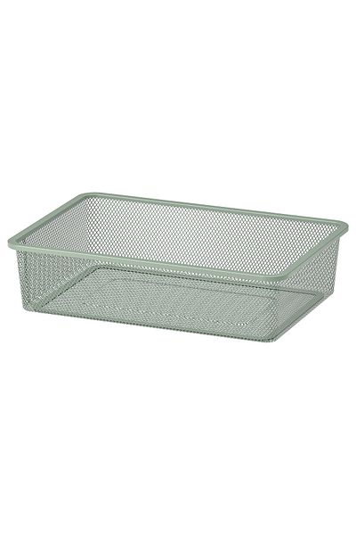 erorex Mesh storage box, light green-grey, 42x30x10 cm