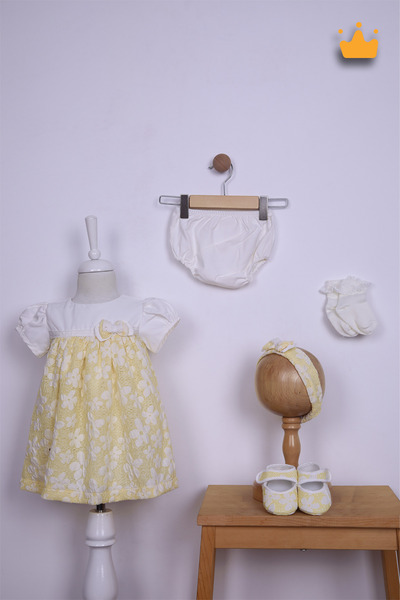 Babydola Kutulu Kız Bebek Çocuk Bayramlık Hediyelik Elbise Takımı 5'li Set 11694