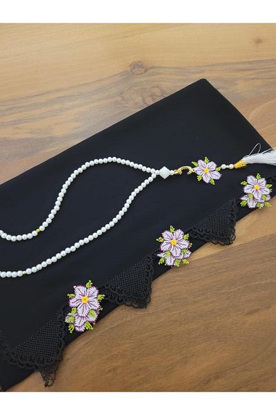 onlaynticaret Needle Embroidered Handcrafted MEVLUT COVER and Rosary Set O-000151