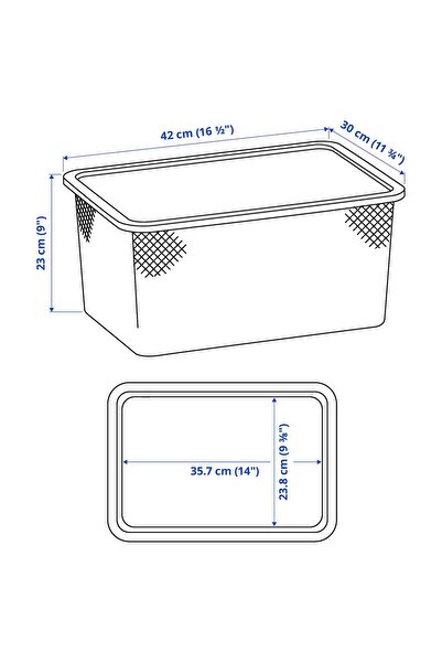 erorex Mesh storage box, grey-blue, 42x30x23 cm