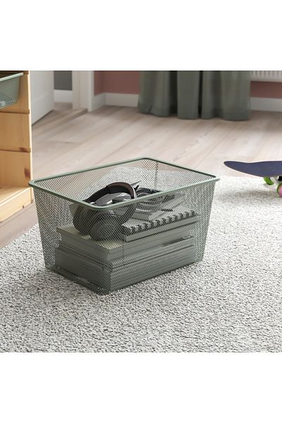 erorex Mesh storage box, light green-grey, 42x30x23 cm