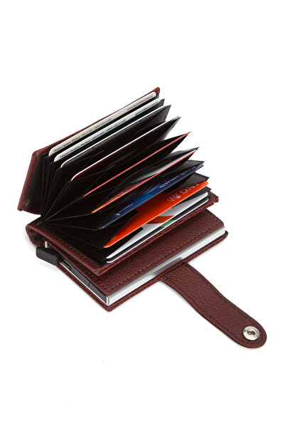 Newish Men's Faux Leather Accordion Automatic Mechanism Wallet and Card Holder