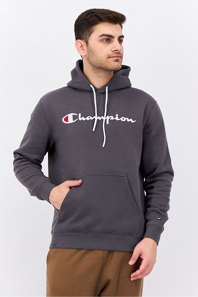 Champion Men Sportswear Fit Long Sleeve Outdoor Hooded Sweatshirt, Grey