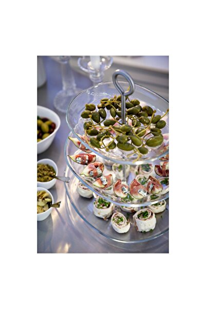 erorex حامل تقديم، ثلاث طبقات، زجاج شفاف/فولاذ مقاوم للصدأ