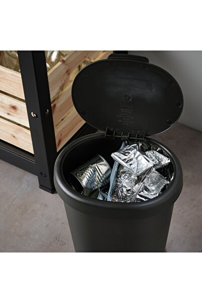 erorex Bin with lid, black, 8 l