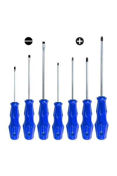 Master Düz - Yıldız Manyetik Uçlu Tornavida Takımı Kırmızı 7 Parça