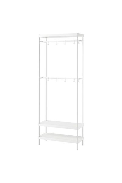 erorex Coat rack with shoe storage unit, white, 78x32x200 cm