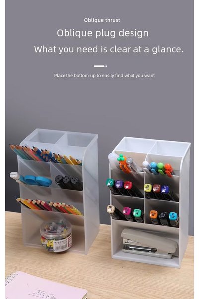 Vox Art Suport pentru stilouri din plastic crem pentru birou - 9 compartimente