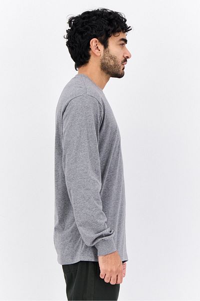 GAP Men Round Neck Heather Long Sleeves T-shirt, Grey