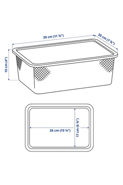 erorex Mesh storage box, grey-blue, 20x30x10 cm
