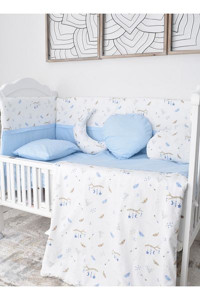 Fun Moment 5 Side Guardrails for Baby Bed with Quilt, Pillows and Sheet