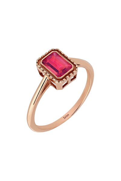 Sirius Pırlanta Oktagon Kesim Pembe Turmalin Tektaş Yüzük