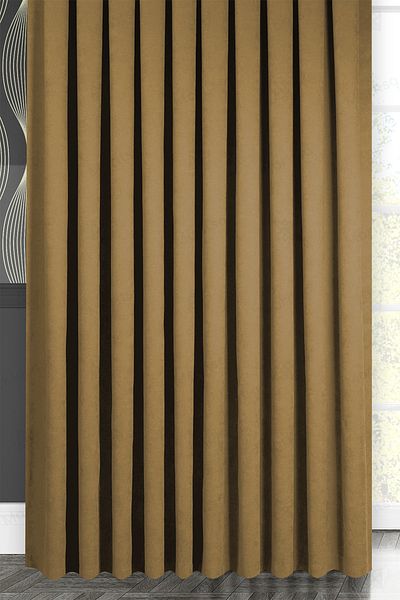 MARİTSA Velvet Textured Series Gold Close Pleat (1x3) Single Wing Background Curtain