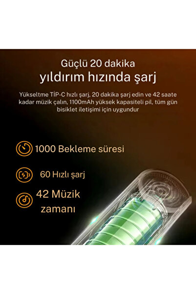 VOOKA Intercom 2x Bağlantılı Telsiz Özellikli 5.3 Bluetooth + Kulaklık Mikrofon Seti Stereo Su Geçirmez A+