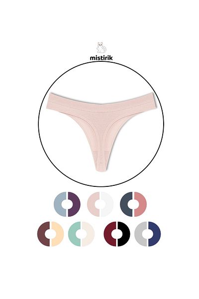 MİSTİRİK Paulo Model Corded String Cotton Thong Flexible Model Light Pink Color