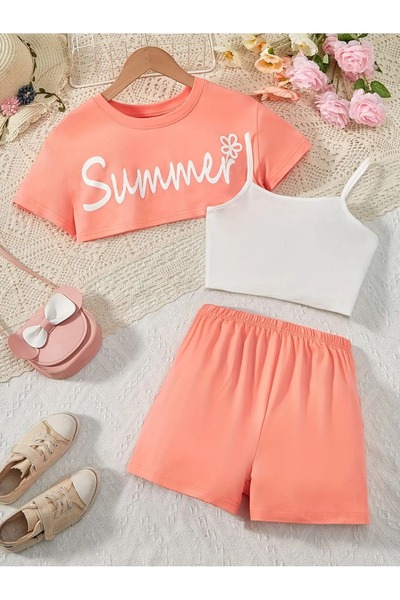 Machetta Дівчачий літній принтований кроп-топ і шорти