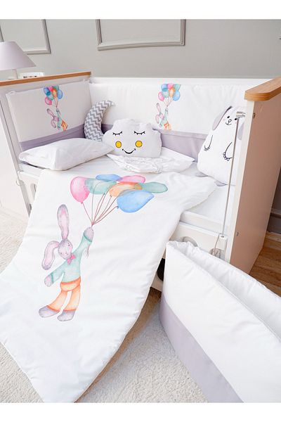 Fun Moment 3 Side Guardrails for Baby Bed with Quilt, Pillows and Sheet