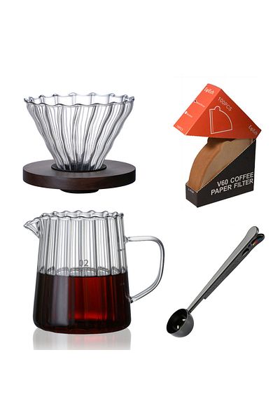 EqiEch V60 Drip Coffee Set,Drip Brew Pour Over Coffee Set,4 in 1 Drip Coffee Maker Set