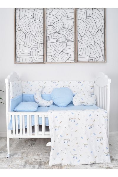 Fun Moment 5 Side Guardrails for Baby Bed with Quilt, Pillows and Sheet