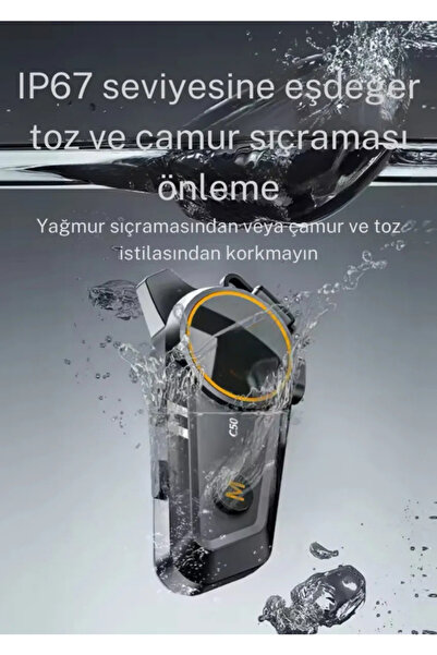 VOOKA Intercom 2x Bağlantılı Telsiz Özellikli 5.3 Bluetooth + Kulaklık Mikrofon Seti Stereo Su Geçirmez A+