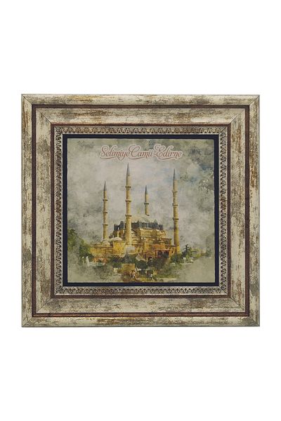 Sadrazam Pictură cu piatră naturală imprimată Edirne Selimiye 25x25 Krt-163