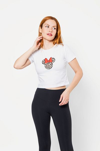 Sekizbiraltı Top crop alb cu imprimeu M. Mouse