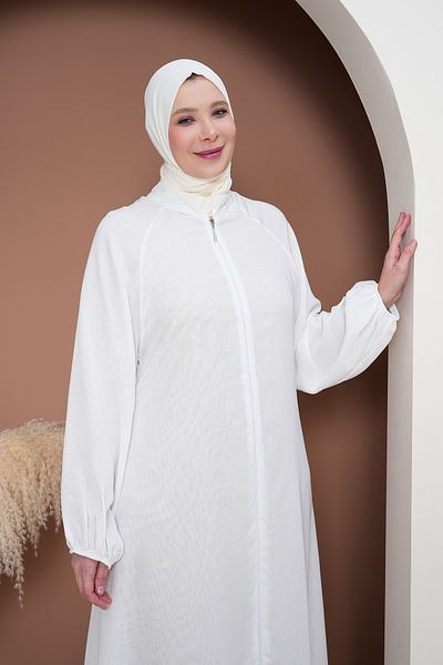 GigiTex Chiffon Prayer Holder - Cream, Hajj Umrah, Double Layer, Regular Size, 36-46 Length 1.45 cm