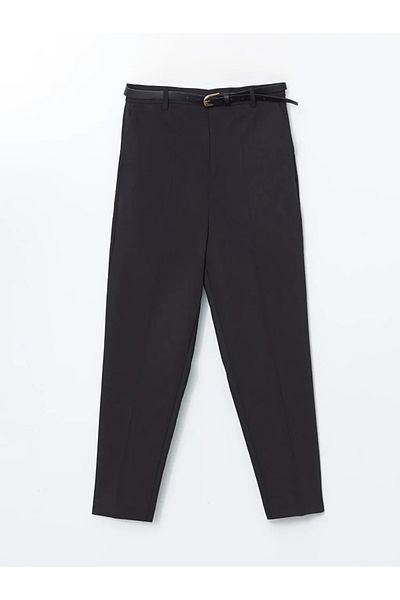 LC Waikiki Pantaloni de damă LCW Modest Black cu talie cu tăietură morcov