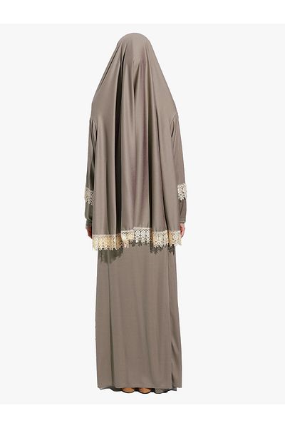 DAKKA KADİMA Lace Prayer Dress - Two Piece Jersey Mink