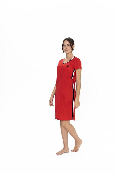 U.S. Polo Assn. Us Polo Women, V-Neck, Short Sleeve, Midi Nightgown