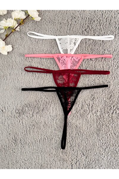 Oprah Kadın 4 Lü Paket Dantelli Seksi String Tanga