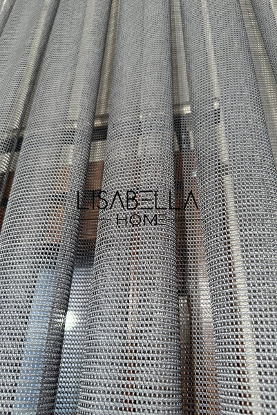 LisabellaHome Elegance Sparkle Anthracite Tulle Curtain with Honeycomb Floor (1/3 Dense Pleated)