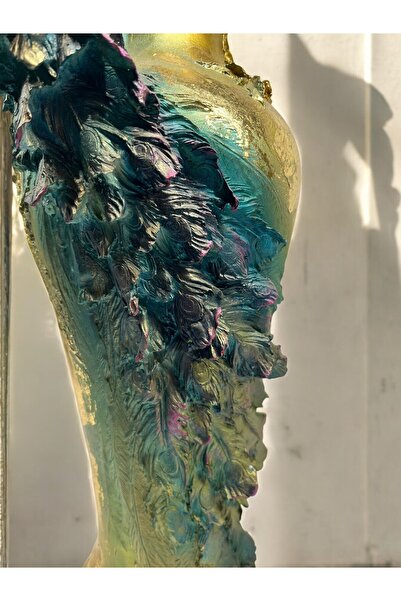 Peramari Διακοσμητικό Βάζο Παγώνιας από Πολυεστέρα Πορτοκαλί Πράσινο Χρυσό