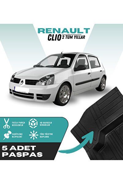 Kingstar Renault Clio 2 Tüm Yıllar 5'li Paspas Seti Yüksek Kalite Kesilebilir...