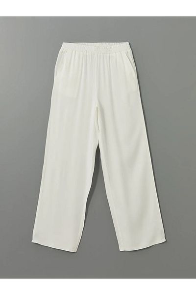 LC Waikiki Lcw Modest Ecru Women's Elastic Waist Pants