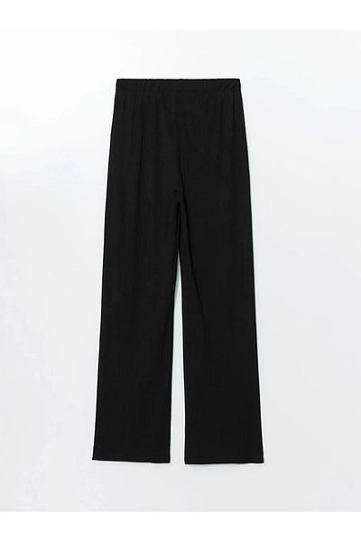 LC Waikiki Γυναικείο παντελόνι LCW Modest μαύρο ελαστικό μέσης με υφή