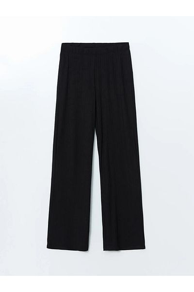 LC Waikiki Γυναικείο παντελόνι LCW Modest μαύρο ελαστικό μέσης με υφή