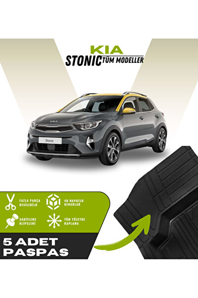 Kingstar Kia Stonic Tüm Modeller 5'li Paspas Seti Yüksek Kalite Kesilebilir U...