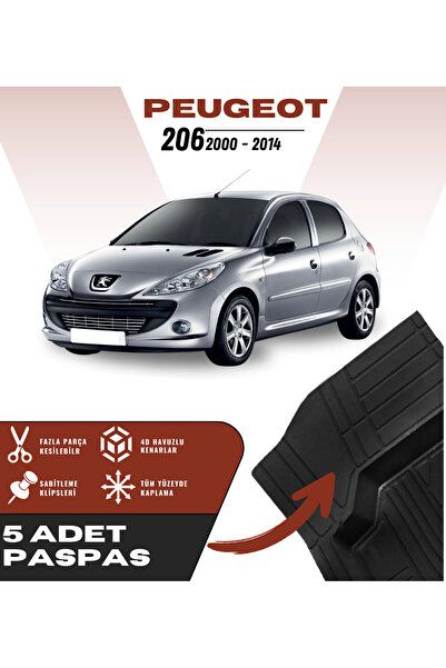 Kingstar Peugeot 206 2000-2014 5'li Paspas Seti Yüksek Kalite Kesilebilir Uni...