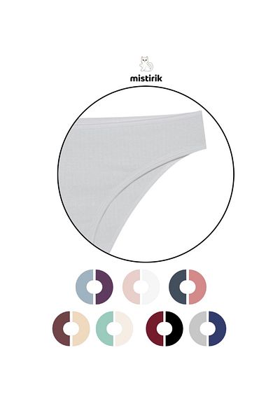 MİSTİRİK Taranto Model Ribbed Fabric High Waist Breathable Soft Fabric Slip Panties Gray Color