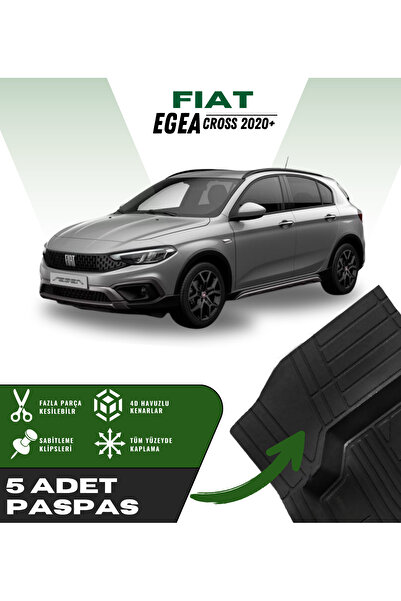 Kingstar Fiat Egea Cross 2020+ Uyumlu 5'li Paspas Seti Yüksek Kalite Kesilebi...