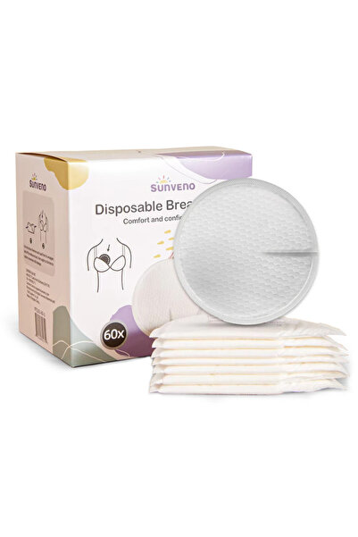Sunveno وسادات الثدي للاستخدام مرة واحدة (60 قطعة/صندوق) - أبيض